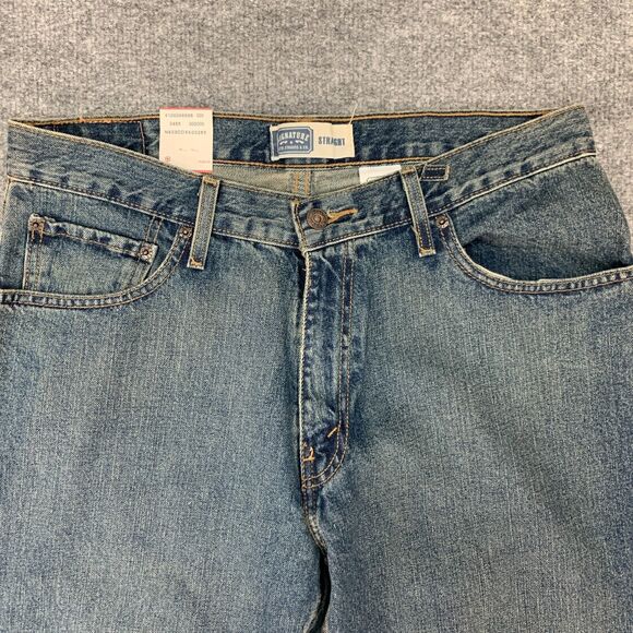 Levis Work Jeans Mens 33 Blue Denim Straight Leg Cotton Mid Rise Pockets 2009 - Picture 4 of 13